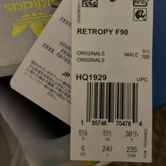 Adidas Retropy F90 Dash Grey Black US M6 W7 NWT - Picture 2 of 10